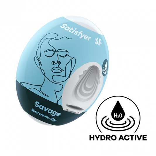 Satisfyer Masturbator Egg (Savage) Light Blue - Single