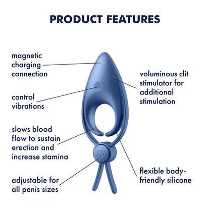 Satisfyer Sniper Ring Vibrator - Blue Grey