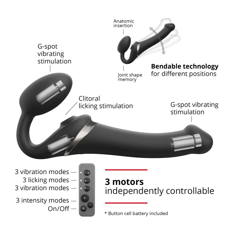 Strap On Me Multi Orgasm Bendable Strap-on -M - Black