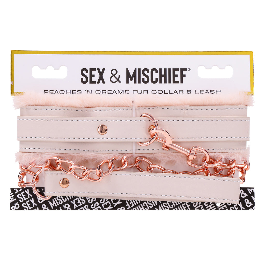 Sportsheets Sex & Mischief Peaches ‘n  CreaMe Fur Collar & Leash