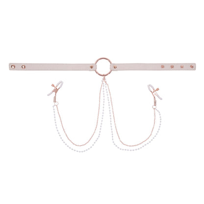 Sportsheets Sex & Mischief Peaches ‘n CreaMe Collar with Nipple Clamps