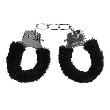 Shots Toys Pleasure Furry Handcuffs Black