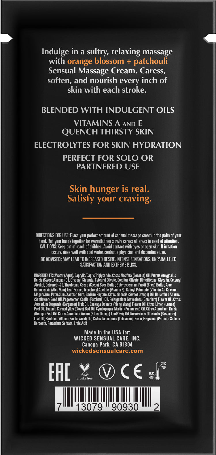 Wicked Orange Blossom + Patchouli Massage Cream .34oz